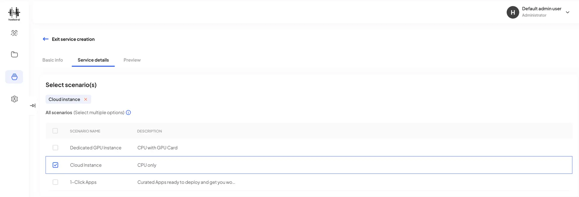 HostedAI Service Creation - Service Details