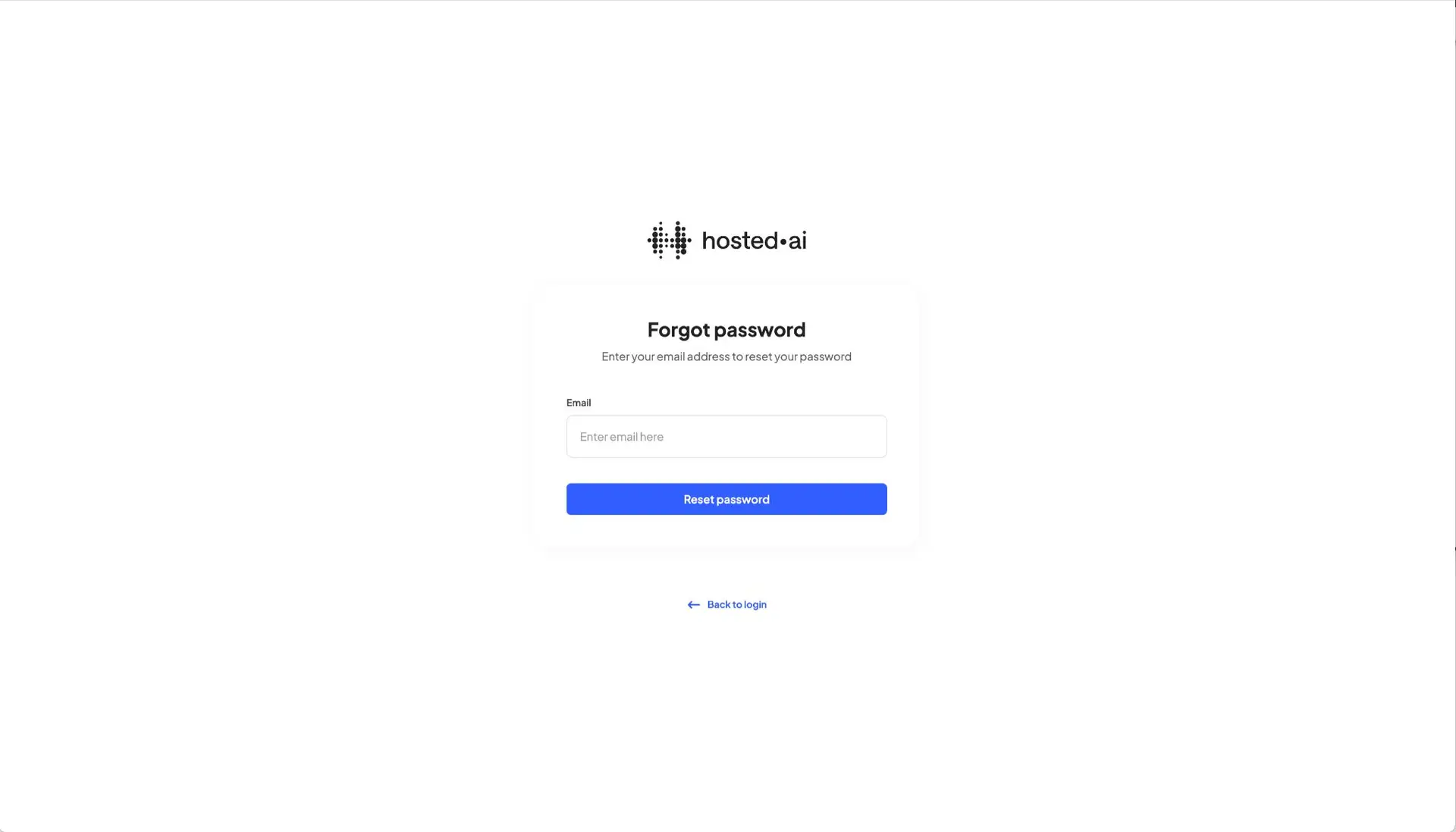 hosted.ai Forgot Password page for password reset