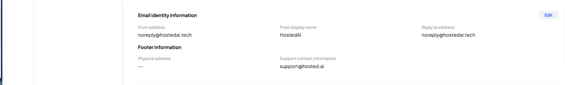 HostedAI Global Configuration User Panel SMTP Settings