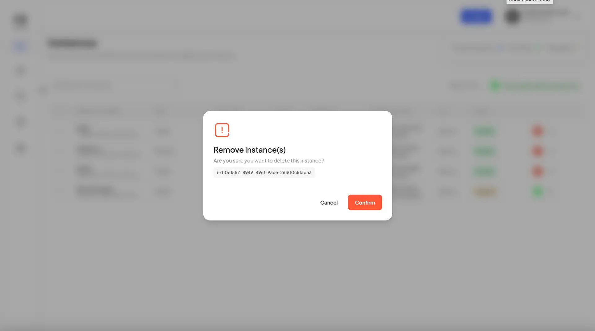 HostedAI User Panel - Remove Instance Confirmation Dialog