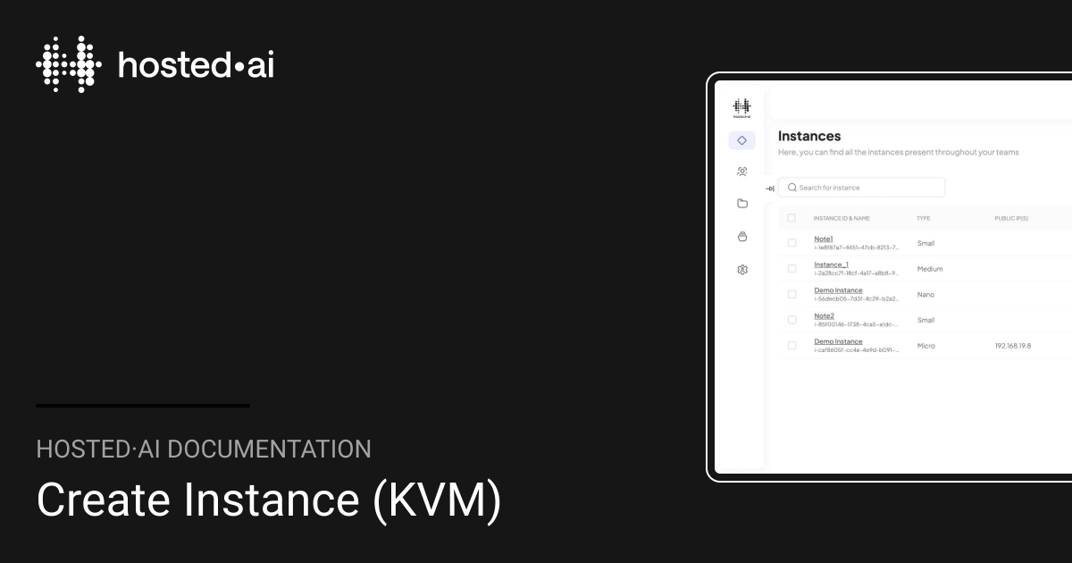 Create Instance (KVM) | hosted·ai Documentation