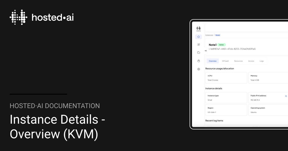 Instance Details - Overview (KVM) | hosted·ai Documentation