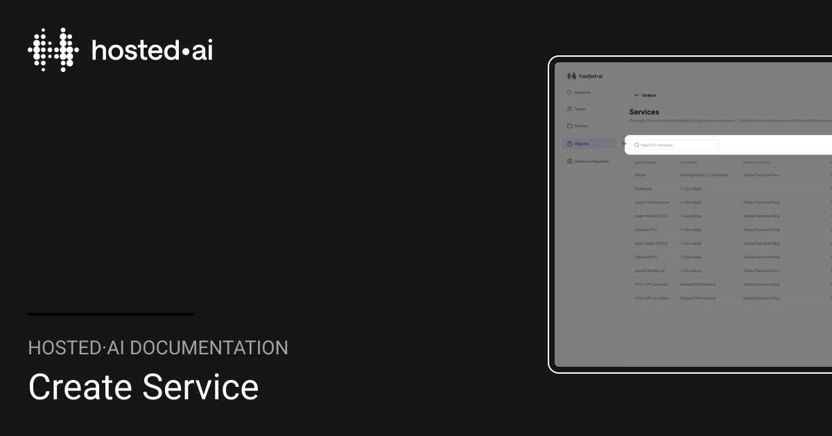 Create Service | hosted·ai Documentation