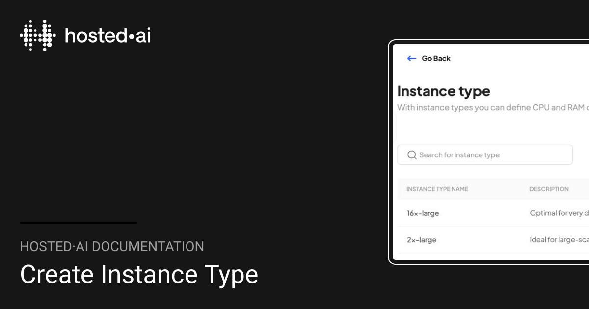 Create Instance Type | hosted·ai Documentation