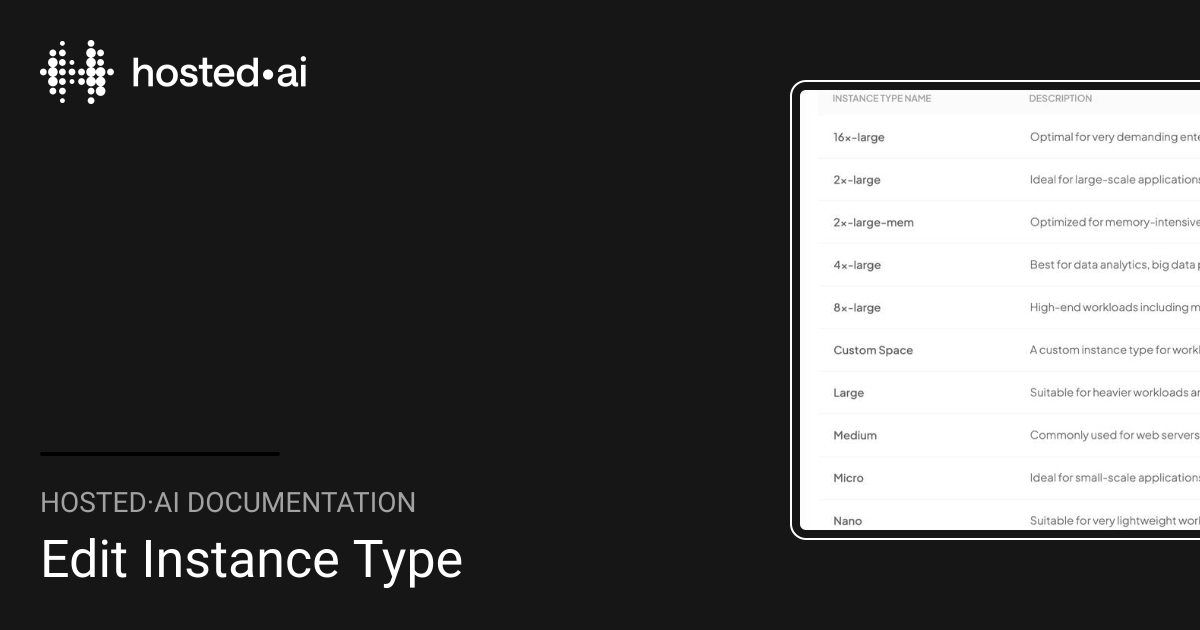 Edit Instance Type | hosted·ai Documentation