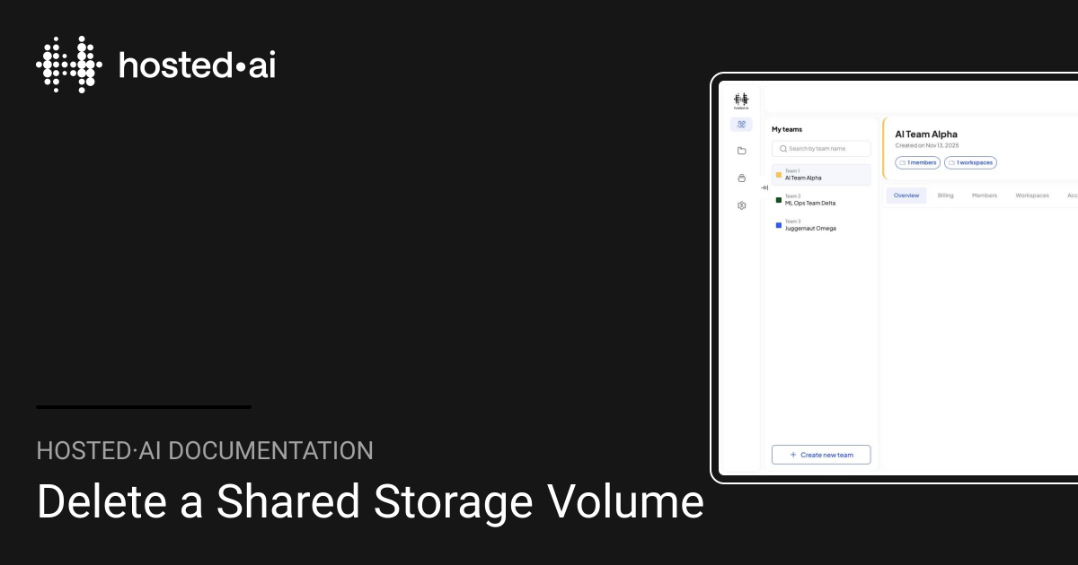 Delete a Shared Storage Volume | hosted·ai Documentation